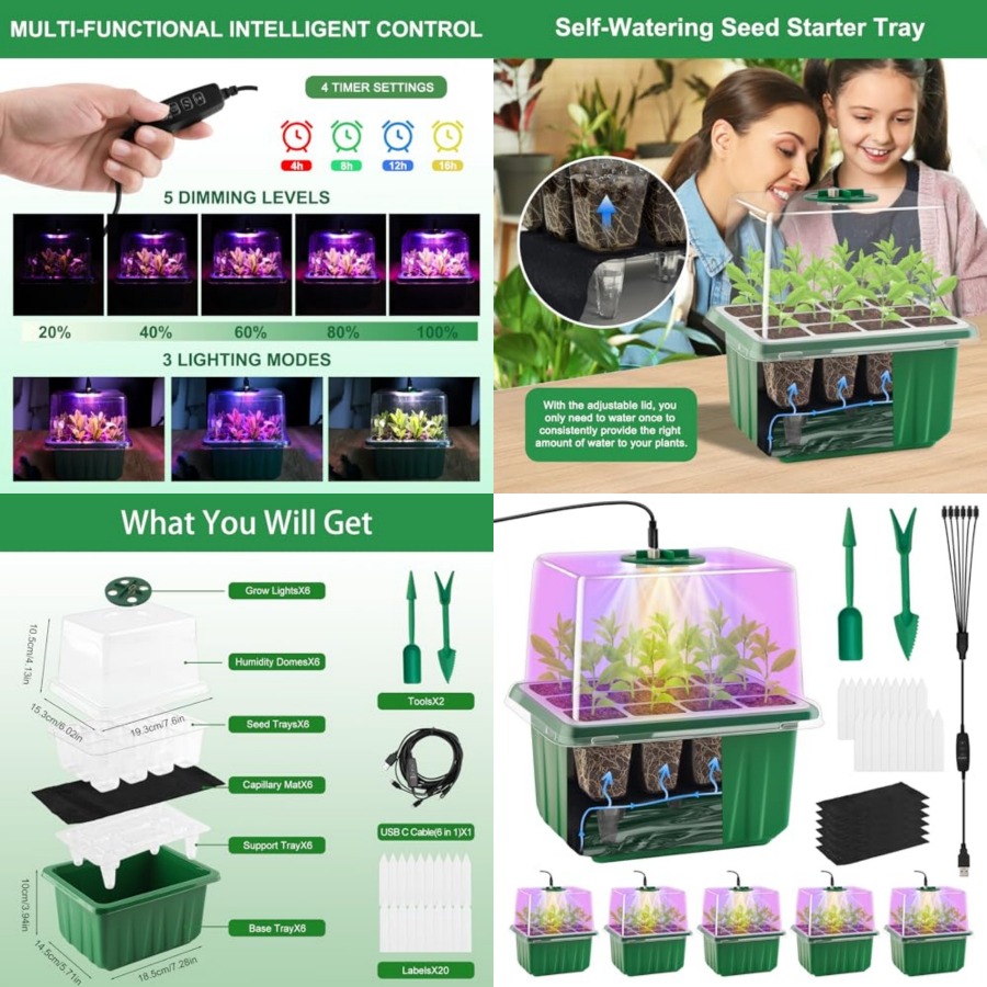 Seed Starter Trays - Seed Starter Tray with Light, 6