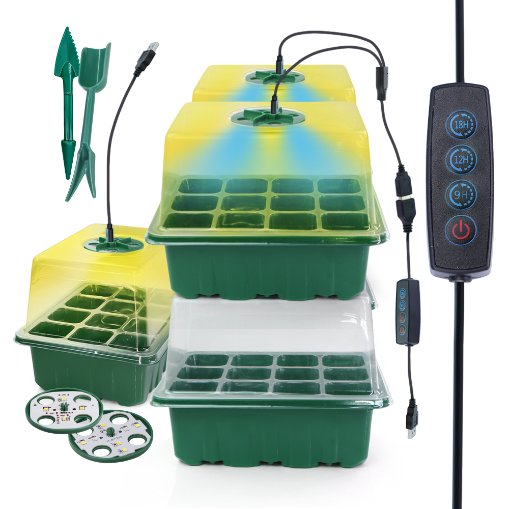 Seed Starter Trays - LED Nursery Pots with Grow Light