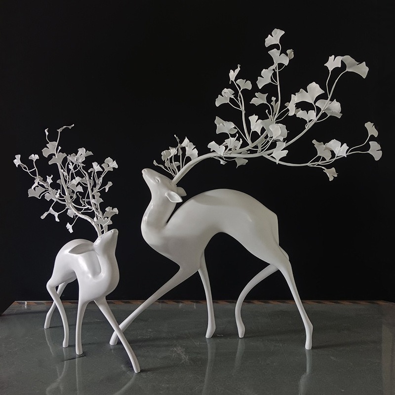Deer sculpture metal ginkgo bi - Gardening Tools Sketch 评论和价格