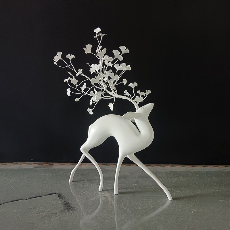 Deer sculpture metal ginkgo bi - Gardening Tools Sketch 评论和价格