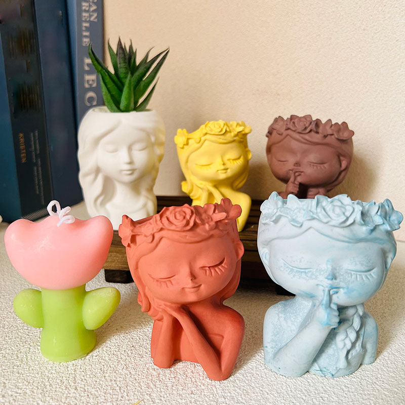 Cute Girl Plant Pot Silicone M - Gardening Tools Cute 评论和价格