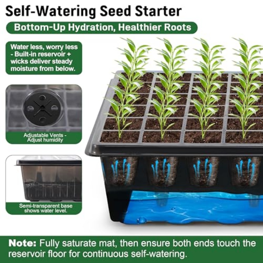 60-Cell Self-Watering Seed Sta - Seed Starter Trays 评论和价格