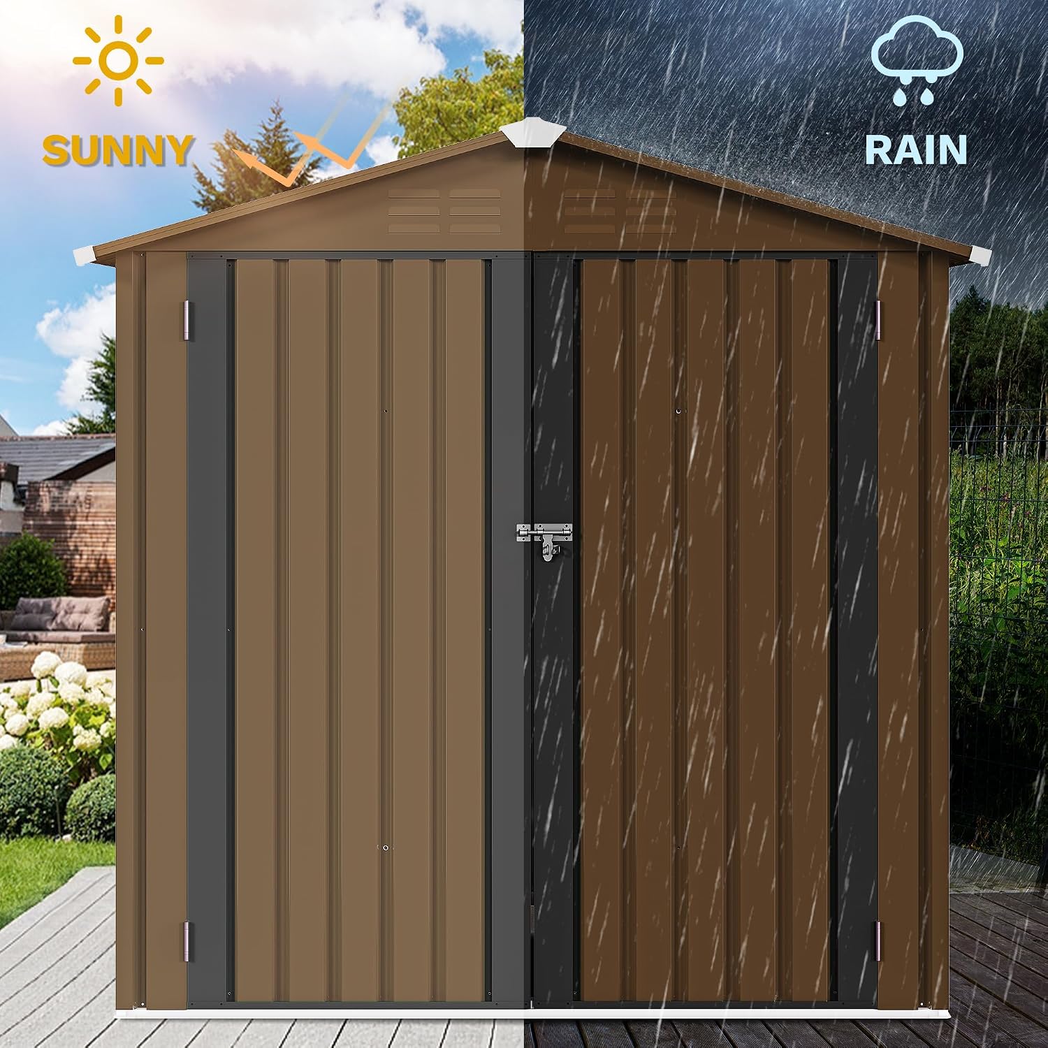 6x4ft Metal Outdoor Storage Sh - Gardening Tools Heavy Duty 评论和价格