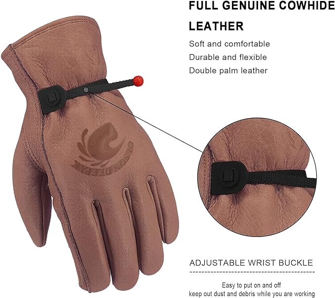 Cowhide Leather Gloves for Men - Garden Gloves Thorn Proof 评论和价格
