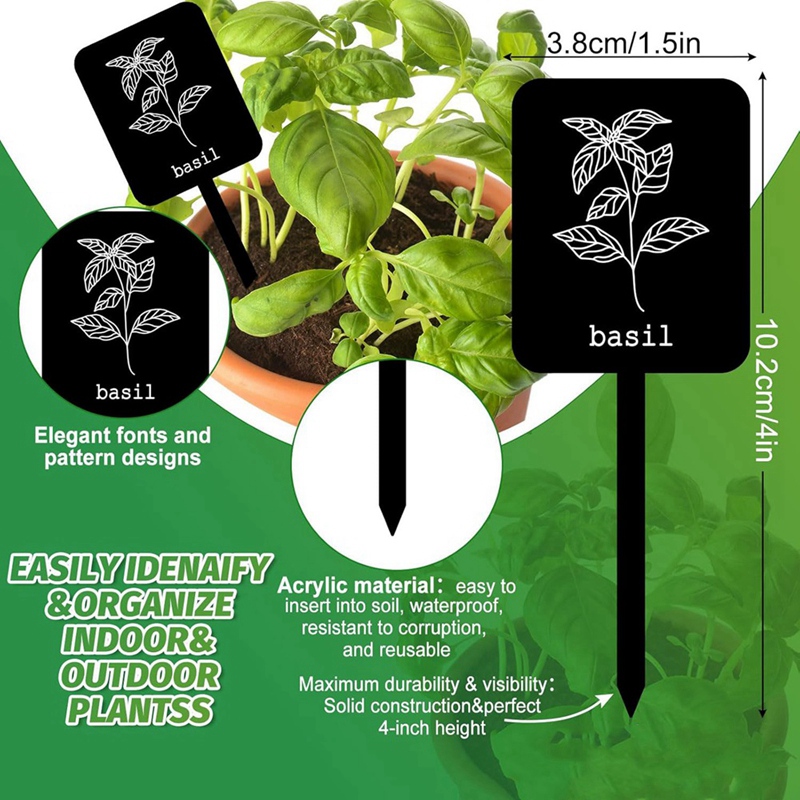 24Pcs Acrylic Plant Label Sign - Gardening Tools Names 评论和价格