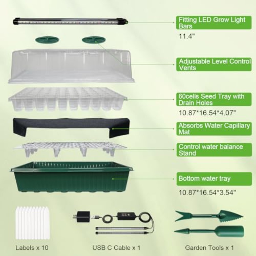 Seed Starter Tray with Grow Li - Seed Starter Trays 评论和价格