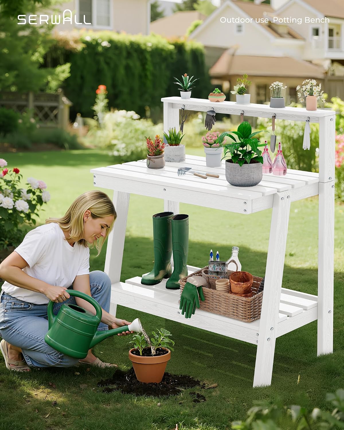 Outdoor Potting Bench with Sto - Gardening Tools Heavy Duty 评论和价格